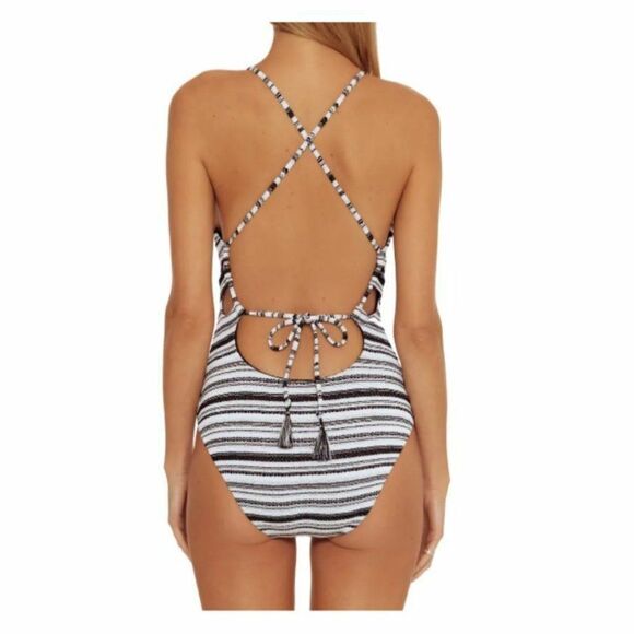 BECCA WOMENS SMALL Symphony Liz Plunge One Piece SWIMSUIT STRAPPY REBECCA VIRTUE - Picture 2 of 9